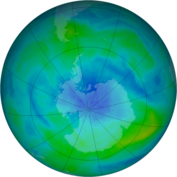Antarctic ozone map for 28 February 2002